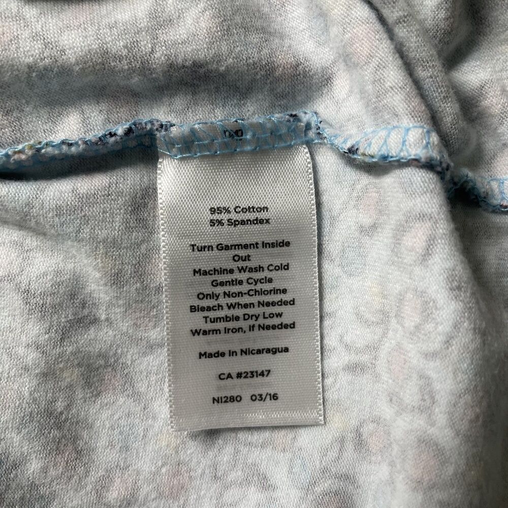 Talbots Womens Knit Top 3/4 Sleeve Floral Blue Pink Cotton Size L - Picture 6 of 7